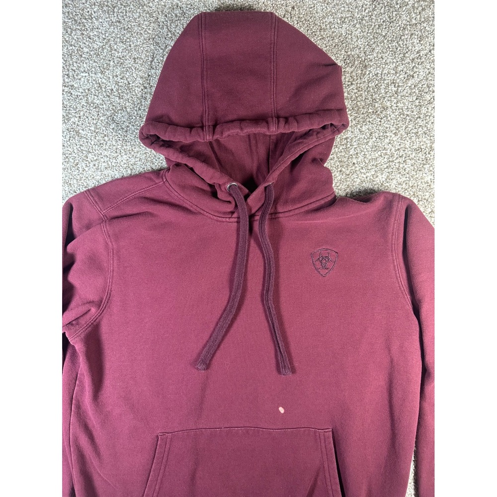 Ariat Logo 2.0 Hood Burgundy Maroon Embroidered Pullover Hoodie Womens Medium